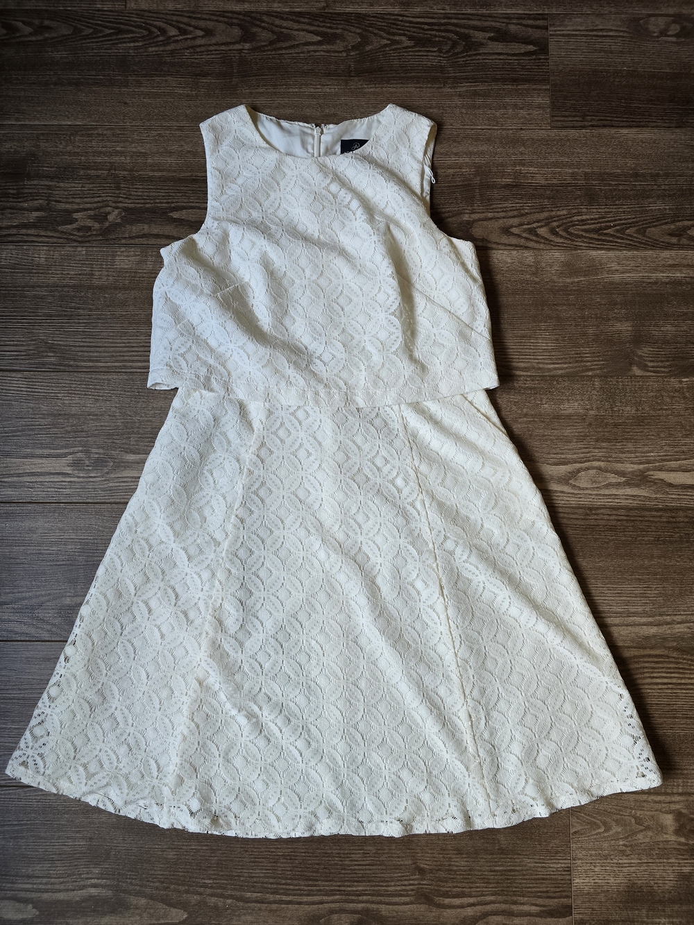 Adrianna Papell Dress Womens 6 Ivory Floral Crochet Lace Cocktail Wedding Bridal